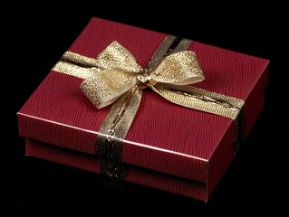 Wall Mural - a christmas gift box tied with a glimmering gold ribbon