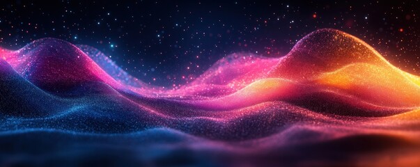 Aufkleber - Futuristic Abstract Digital Background with Colorful Light Waves for Technology and Science