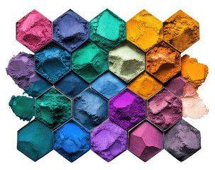 Poster - Hexagonal arrangement of vibrant Holi powders