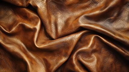 A close-up of brown leather with a textured surface.