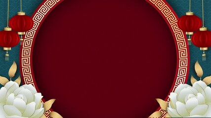 Wall Mural - chinese lunar new year background motion graphic design with oriental style decoration and copy spac