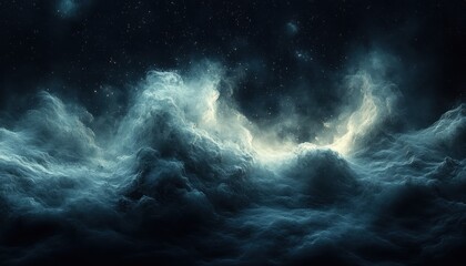 Wall Mural - Abstract Ethereal Texture Artwork with Cosmic Dust and Shimmering Light in Dark Galaxy Background