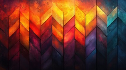 Poster - Abstract Chevron Pattern in Bright Colors Modern Art Background