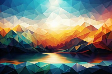 Poster - Abstract Background of Polygons on White Canvas with Soft Shadows and Gradients for a Modern Digital Aesthetic in Landscape Photography