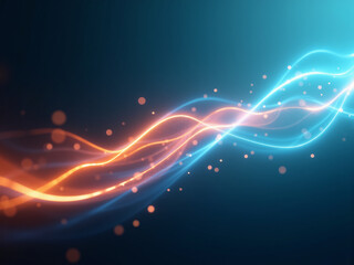 Poster - A digital abstract image showcasing flowing lines in orange and blue tones, creating a dynamic and vibrant visual effect for artistic backgrounds.