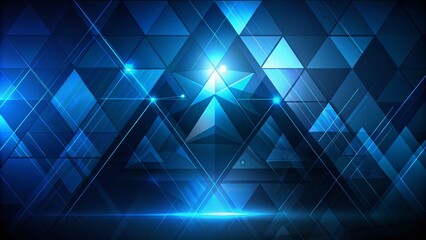 Poster - Abstract Dark Blue Geometric Background with Brilliant Layers for Presentation Design and Silhouette Photography Inspiration