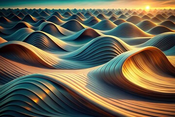 Poster - Abstract Decorative Waves of Intertwined Lines in Fluid Design Representing Musical Flow and Rhythm in a Modern Artistic Style