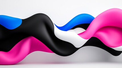 Poster - A colorful, curvy line of pink, blue, and white. The colors are bold and vibrant, creating a sense of energy and movement. The image is abstract and artistic, with a focus on the interplay of colors