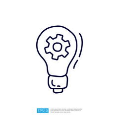 Poster - A simple line drawing of a light bulb with a gear inside, symbolizing innovation and ideas.