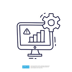 Poster - A simple line drawing of a computer monitor displaying a bar graph with an alert symbol and a gear, suggesting a focus on technology and data analysis.