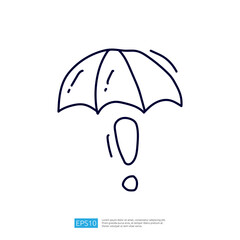 Poster - A simple, hand-drawn illustration of an umbrella with an exclamation mark, suggesting urgency or importance related to weather or protection.