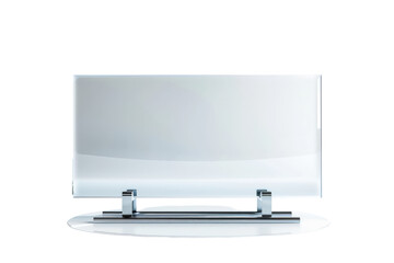 Acrylic Nameplate with Metal Stand Isolated on Pure White Background for Professional Branding or Office Display Usage
