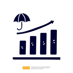 Poster - The image features a stylized graph with four upward bars and an umbrella above, symbolizing growth and protection in a business context.