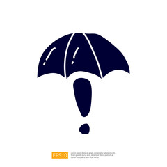 Poster - A simple graphic representation of an umbrella with an exclamation mark, suggesting caution or alertness, possibly related to weather or safety.