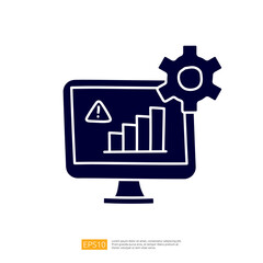 Poster - A computer monitor displaying a warning icon and a gear symbol, suggesting a focus on system performance or troubleshooting with a graph indicating progress.