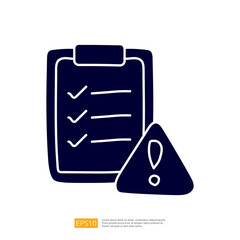 Poster - A clipboard with checkmarks and a warning symbol, suggesting a checklist or task management with caution.