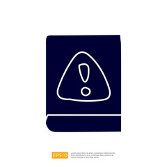 Poster - A graphic representation of a book with an exclamation mark, suggesting caution or important information.