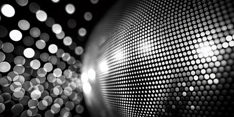 Poster - Abstract Halftone Dots Pattern in Black and White Night Photography - A Unique Graphic Artwork Featuring Dynamic Shapes and Textures for Creative Projects