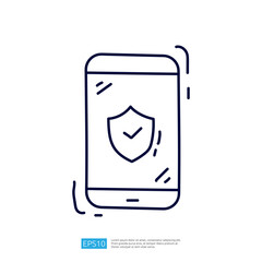 Poster - A smartphone displaying a shield icon, symbolizing security and protection, likely related to digital safety or cybersecurity.