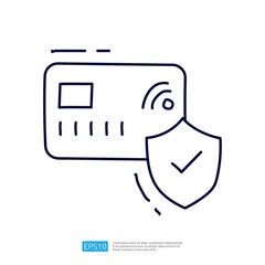 Poster - The image depicts a stylized credit card with a shield symbol, representing security and protection in digital transactions.