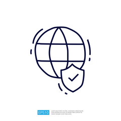 Poster - A stylized globe with a shield and checkmark, symbolizing global security and protection.