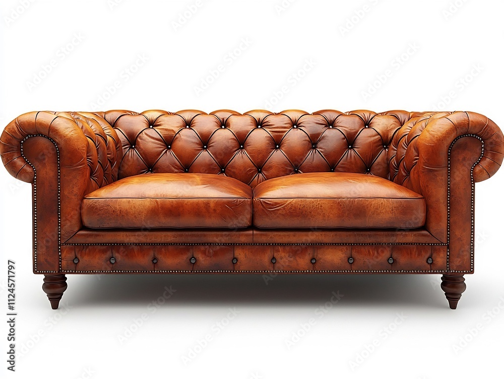 Vintage Inspired Leather Chesterfield Sofa with Deep Button Tufting in ...