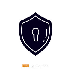 Poster - A simple graphic of a shield with a keyhole, symbolizing security and protection.