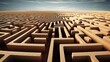 © Photocreo Bednarek - Intricate wooden maze with solution path conceptual