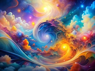 Poster - Abstract Modern Background: A Surreal Exploration of Color and Form, Perfect for Creative Projects and Digital Designs, Showcasing Fluid Shapes and Dreamlike Patterns