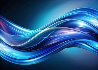 Poster - Abstract Modern Graphic Elements with Dynamic Blue Flowing Shapes for Brochure Covers and Banners in Long Exposure Style