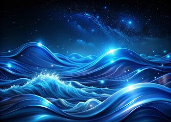 Poster - Abstract Navy Blue Color Wave Background for Night Photography - Captivating Fluid Patterns and Textures in Deep Blue Hues for Creative Designs and Art Projects