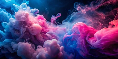 Poster - Abstract Pink and Blue Smoke Creating Enchanting Shapes in a High Depth of Field Setting for a Dreamlike Visual Experience