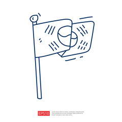 Poster - A simple illustration of a flag with a circular emblem, fluttering in the wind, symbolizing unity or a specific cause.