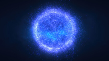 Poster - Bright blue sphere with a cosmic texture, floating against a dark background, suggesting a celestial body or energy source in deep space