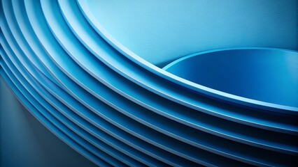 Poster - Abstract Round Blue Plastic Detail with Ledges Showcasing Minimalist Aesthetic in Contemporary Photography, Ideal for Modern Art and Design Enthusiasts