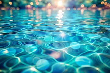 Poster - Abstract Rippled Swimming Pool Background with Bokeh Effect for Modern Design Projects, Perfect for Digital Art, Wallpapers, and Creative Presentations