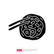 © 200degrees - A stylized illustration of a round dish with toppings, accompanied by chopsticks, representing Asian cuisine.