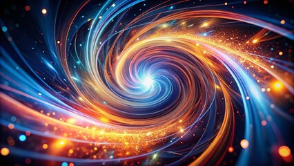 Poster - Abstract Swirling Light Vortex with Particle Effects on a Dark Background, Capturing the Essence of Movement and Energy in a Long Exposure Style for AI Generation