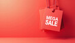 © Elfaa - Multiple red mega sale tags hanging against a gradient red background