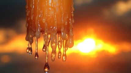 Poster - Candle melting with sunset backdrop, creating a warm ambiance.