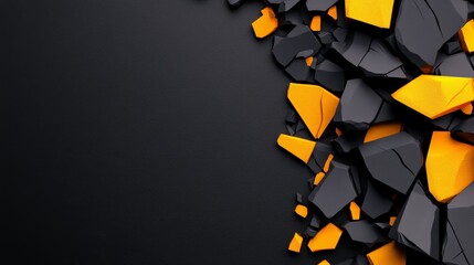 Poster - Black and orange background with a lot of broken pieces of rock