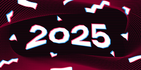 Fototapete - 2025 typography vector title , happy new year background