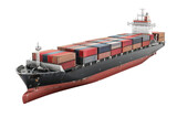 Hyperrealistic Render of a Container Ship Isolated on a White Background Ideal for Transportation and Logistics Visuals