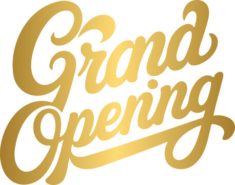 Grand opening golden lettering