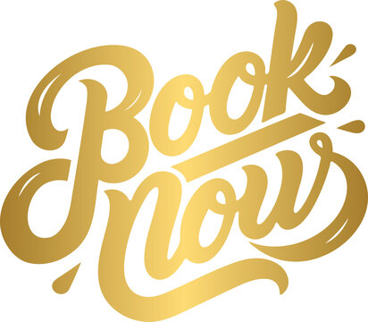 Book now golden lettering