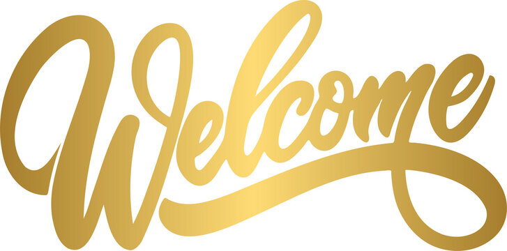Welcome golden lettering