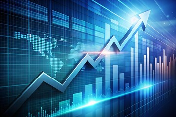 Poster - A Dynamic 3D Arrow Ascending on a Financial Chart Interface, Representing Growth and Success in Business Presentations, Perfect for Illustrating Financial Progress and Trends