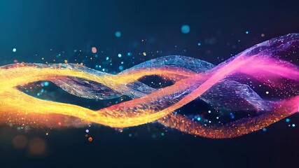 Poster - A flowing composition of digital ribbons in orange, pink, and purple hues, creating a sense of fluidity and radiant motion.