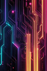 Poster - abstract vibrant circuit lines background technology design
