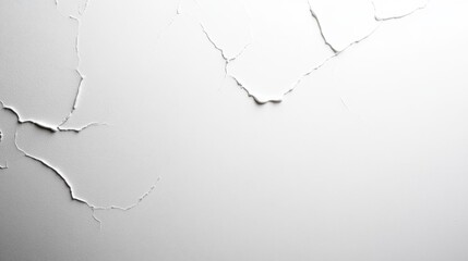 Aufkleber - Detailed look at a rough-textured plaster wall featuring distinct cracks and ridges against a neutral white background, ideal for minimalist design use